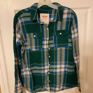 Green, blue, yellow & white flannel